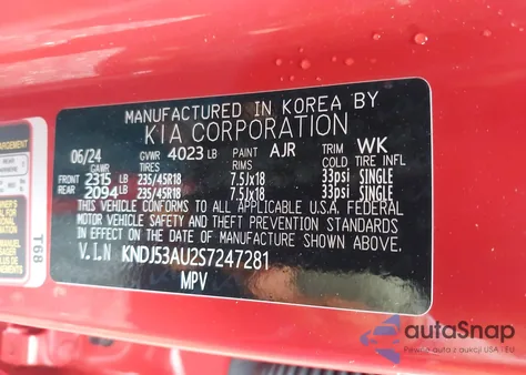 2025 Kia Soul Gt-Line z USA, uszkodzony, nr VIN KNDJ53AU2S7247281